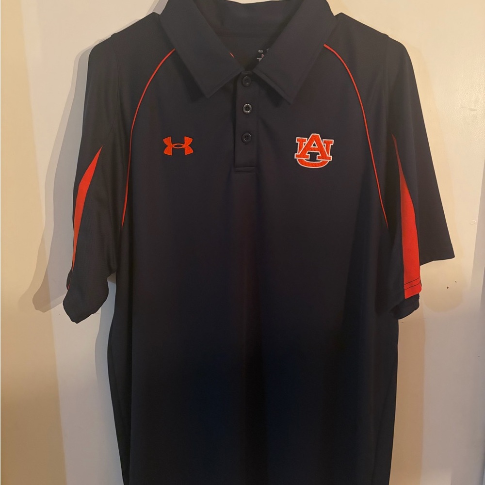Under Armour Navy and Orange Auburn Embroidered Polo